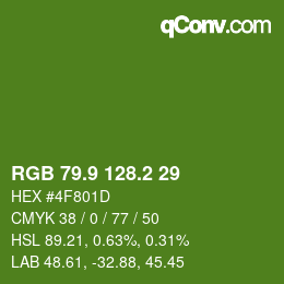 カラーコード: RGB 79.9 128.2 29 | qconv.com