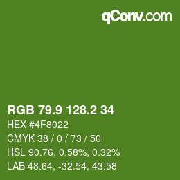 カラーコード: RGB 79.9 128.2 34 | qconv.com