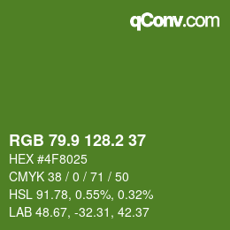カラーコード: RGB 79.9 128.2 37 | qconv.com