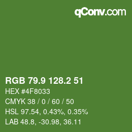 カラーコード: RGB 79.9 128.2 51 | qconv.com