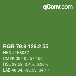 カラーコード: RGB 79.9 128.2 55 | qconv.com