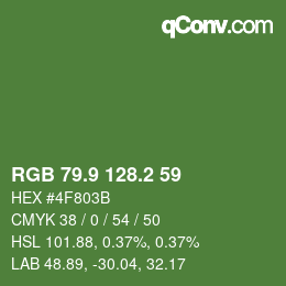 カラーコード: RGB 79.9 128.2 59 | qconv.com