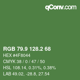 カラーコード: RGB 79.9 128.2 68 | qconv.com