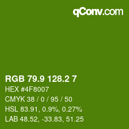 カラーコード: RGB 79.9 128.2 7 | qconv.com