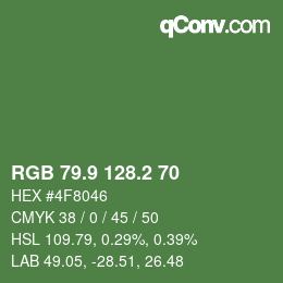 カラーコード: RGB 79.9 128.2 70 | qconv.com