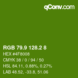 カラーコード: RGB 79.9 128.2 8 | qconv.com