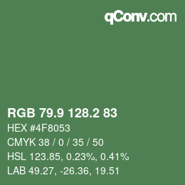 カラーコード: RGB 79.9 128.2 83 | qconv.com