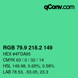 カラーコード: RGB 79.9 218.2 149 | qconv.com