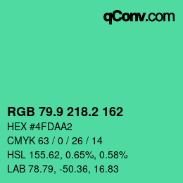 カラーコード: RGB 79.9 218.2 162 | qconv.com