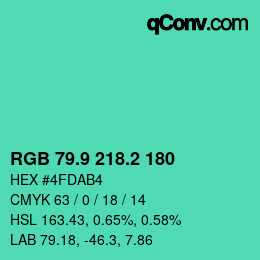 カラーコード: RGB 79.9 218.2 180 | qconv.com