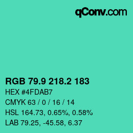 カラーコード: RGB 79.9 218.2 183 | qconv.com