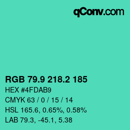カラーコード: RGB 79.9 218.2 185 | qconv.com