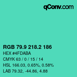 カラーコード: RGB 79.9 218.2 186 | qconv.com