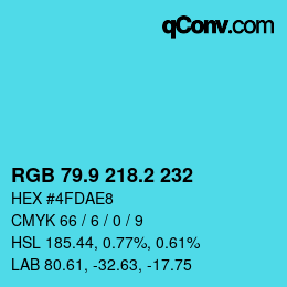Color code: RGB 79.9 218.2 232 | qconv.com