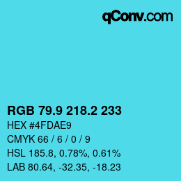 カラーコード: RGB 79.9 218.2 233 | qconv.com