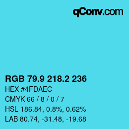 Color code: RGB 79.9 218.2 236 | qconv.com