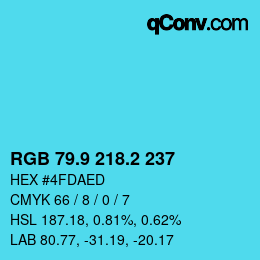 Color code: RGB 79.9 218.2 237 | qconv.com