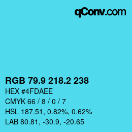 カラーコード: RGB 79.9 218.2 238 | qconv.com