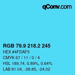 カラーコード: RGB 79.9 218.2 245 | qconv.com