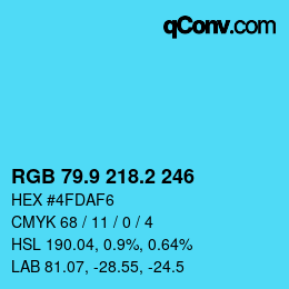 Color code: RGB 79.9 218.2 246 | qconv.com