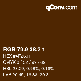 Color code: RGB 79.9 38.2 1 | qconv.com