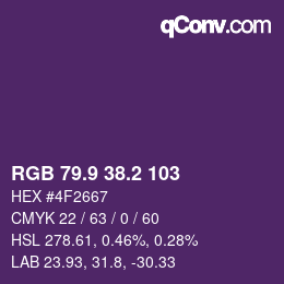Color code: RGB 79.9 38.2 103 | qconv.com