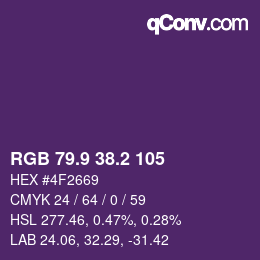 カラーコード: RGB 79.9 38.2 105 | qconv.com