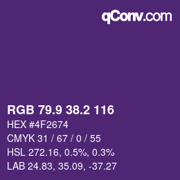 カラーコード: RGB 79.9 38.2 116 | qconv.com