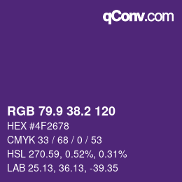 カラーコード: RGB 79.9 38.2 120 | qconv.com
