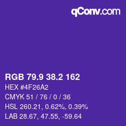 カラーコード: RGB 79.9 38.2 162 | qconv.com
