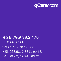 カラーコード: RGB 79.9 38.2 170 | qconv.com