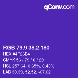 カラーコード: RGB 79.9 38.2 180 | qconv.com