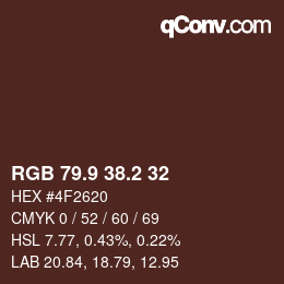 カラーコード: RGB 79.9 38.2 32 | qconv.com