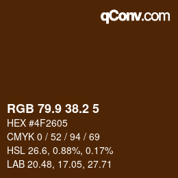 Color code: RGB 79.9 38.2 5 | qconv.com