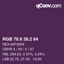 Color code: RGB 79.9 38.2 84 | qconv.com