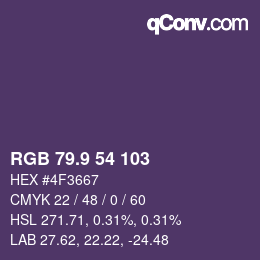 Color code: RGB 79.9 54 103 | qconv.com