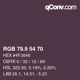 Color code: RGB 79.9 54 70 | qconv.com