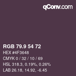 Color code: RGB 79.9 54 72 | qconv.com