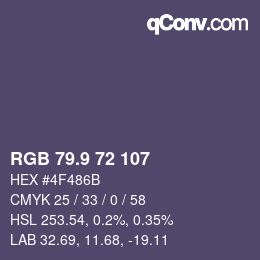 Color code: RGB 79.9 72 107 | qconv.com