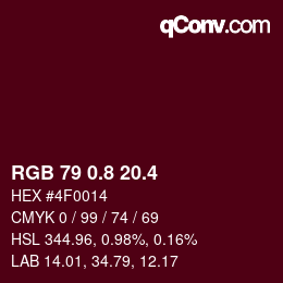 カラーコード: RGB 79 0.8 20.4 | qconv.com