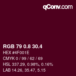 カラーコード: RGB 79 0.8 30.4 | qconv.com