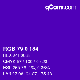 Color code: RGB 79 0 184 | qconv.com