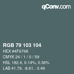 Color code: RGB 79 103 104 | qconv.com