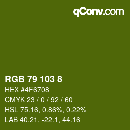 Color code: RGB 79 103 8 | qconv.com