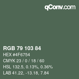 Color code: RGB 79 103 84 | qconv.com