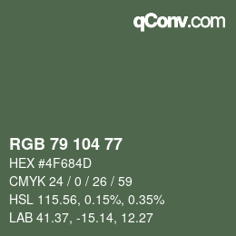 Código de color: RGB 79 104 77 | qconv.com