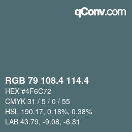 カラーコード: RGB 79 108.4 114.4 | qconv.com