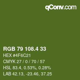 カラーコード: RGB 79 108.4 33 | qconv.com