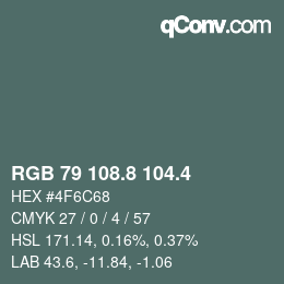 カラーコード: RGB 79 108.8 104.4 | qconv.com