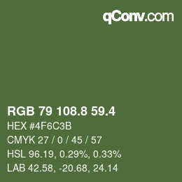 カラーコード: RGB 79 108.8 59.4 | qconv.com
